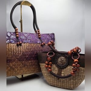 2 pcs Hand Woven Handbag Set